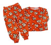 Červené plyšové pyžamo s Mickeym a Minnie Disney