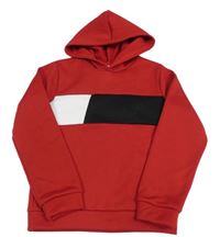 Červenobílo-čierna mikina s kapucňou