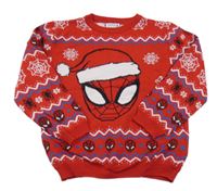 Červený vzorovaný sveter so Spidermanem Marvel
