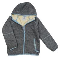 Tmavomodrá melírovaná pletená propínací zateplená mikina s kapucí Kiki&Koko