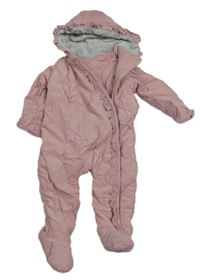 Ružová kvetovaná menšestrová zateplená kombinéza s kapucňou Mothercare