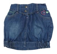 Modrá rifľová sukňa s výšivkami Bluezoo