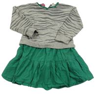 Sivo-zelené teplákové šaty s pruhmi Mini Boden