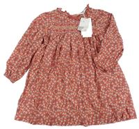 Nové - Červeno-bielo-sivé kvetované šaty H&M