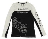 Bílo-černé triko s ovladačem - Playstation 