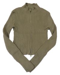 Khaki rebrovaný prepínaci crop sveter H&M