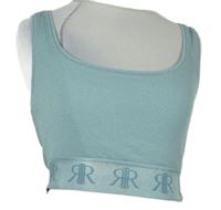 Dámský světlemodý žebrovaný crop top s logy River Island 