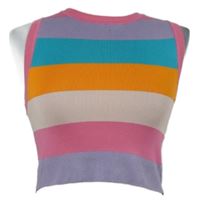 Dámsky farebný pruhovaný pletený crop top Zara