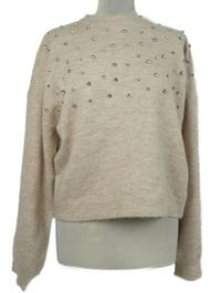 Dámský pudrový svetr s kamínky New Look 