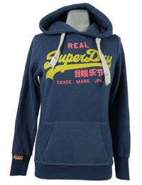 Dámská tmavomodrá mikina s logem a kapucí Superdry 
