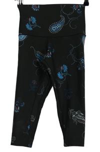 Dámske čierne kvetované športové capri legíny Next
