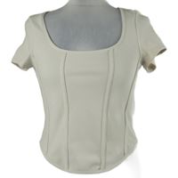 Dámské béžové žebrované crop tričko H&M