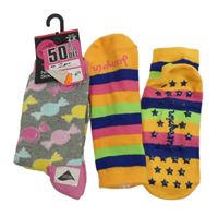 Nové - 2x Dámské šedo-růžové + pruhované nízké ponožky vel. 37-42