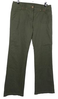 Dámské khaki plátěné volné kalhoty M&S