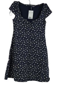 Nové - Dámske tmavomodré kvetované šaty H&M