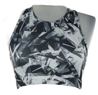 Dámský černo-šedý vzorovaný sportovní crop top 