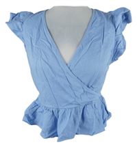 Dámska svetlomodrá crop peplum blúzka Primark