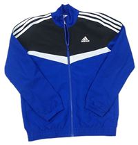 Čierno-modrá šušťáková športová bunda s logom Adidas