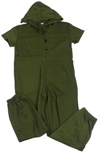 Khaki tepláková kombinéza s kapucí Shein