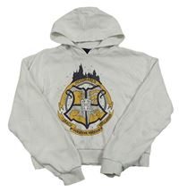 Biela crop mikina s potiskem Harry Potter a kapucňou