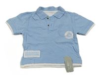 Světlemodro-biele polo tričko s potlačou St. Bernard