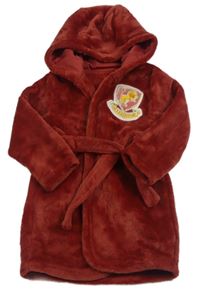 Rezavý chlupatý župan s erbem Harry Potter a kapucí 