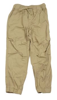 Béžové plátěné cuff kalhoty H&M