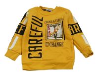 Žluro-čierna mikina s nápisom