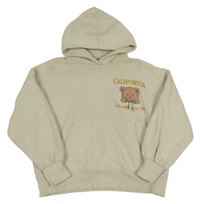 Béžová mikina s medvěďom a kapucňou Zara