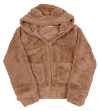 Ružová kožušinová podšitá bunda s kapucňou H&M