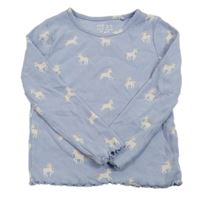 Modré žebrované triko s jednorožci Next