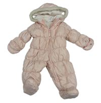 Svetloružová šušťáková zimná kombinéza so vzorom a kapucňou Carter's