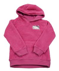 Neónově ružová chlpatá mikina s mačkou a kapucňou Kiki&Koko