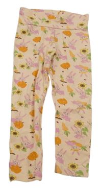 Světlerůžové legíny s králíčky a dýněmi 