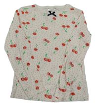Bílé puntíkaté pyžamové triko s třešněmi H&M