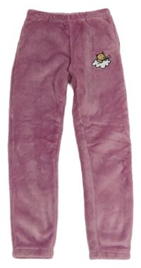 Fialové chlpaté domáceé nohavice s obrázkom