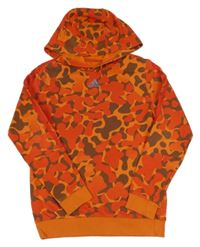 ORanžová vzorovaná mikina s logem a kapucí Adidas