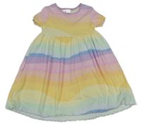 Ružovo-fialovo-farebné rebrované bavlnené šaty Next