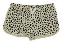 Béžovo-čierno-biele teplákové vzorované kraťasy Page one young