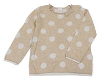 Béžový bodkovaná ý sveter s mašličkou H&M