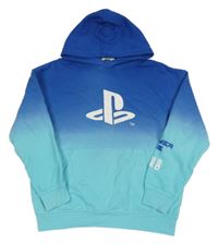 Modrá ombré mikina s logom a kapucňou H&M