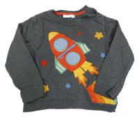 Sivá melírovaná mikina s raketou Jojo Maman Bébé