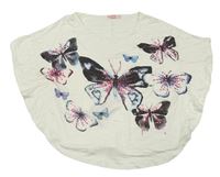 Smotanové pončové tričko s motýly Bluezoo