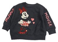 Tmavošedá mikina s Minnie a flitry Disney