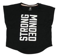 Čierne športové crop tričko s nápisom H&M