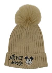 Béžová čepice s Mickeym a bambulí Primark