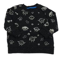 Čierna melírovaná mikina s planetami Mothercare