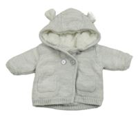 Šedý propínací zateplený svetr s kapucí F&F