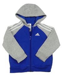 Safírovo-šedá propínací mikina s kapucí Adidas