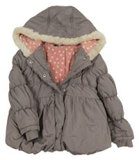 Hnědá šusťáková zimní bunda s kapucí George